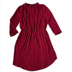 Signature I Studio S Red Shirt Dress Holiday Mini Christmas Dark Red Tie Waist
